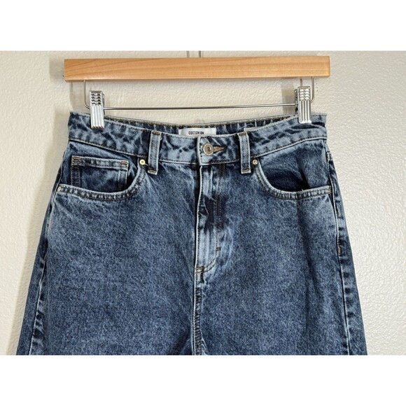 Cotton: On Petite Wide Leg Acid Wash Jeans Size 6 Med Wash Denim Crop 80's EUC - Picture 2 of 11